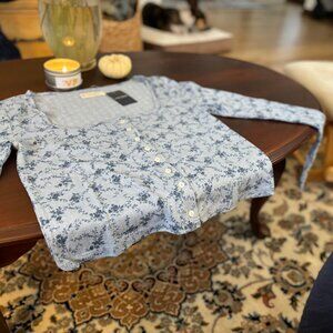 Light Blue Pointelle Cardigan Top